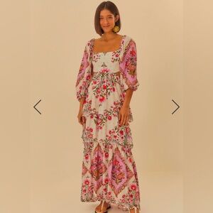 FARM Rio Pink and White Floral Maxi Dress